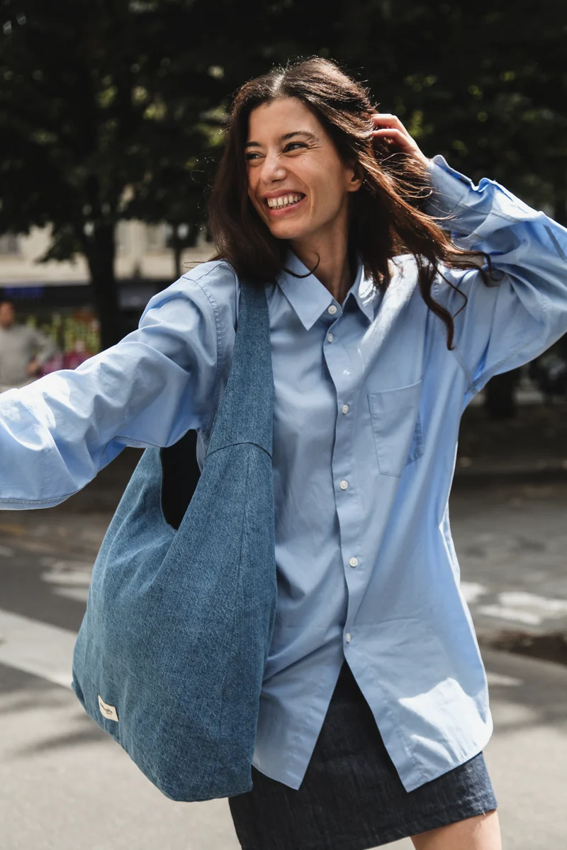 Richelieu le sac hobo - Denim Clair recyclé
