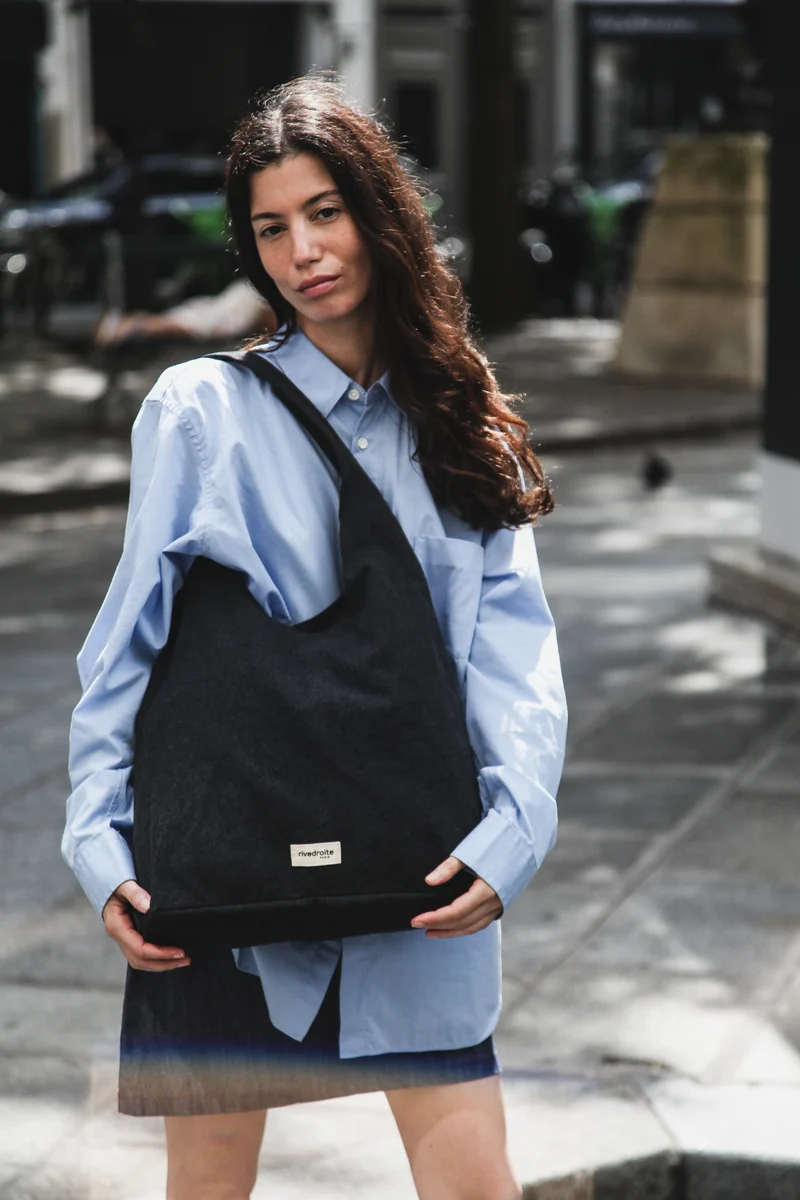 Richelieu le sac hobo - Polycoton Recyclé Noir
