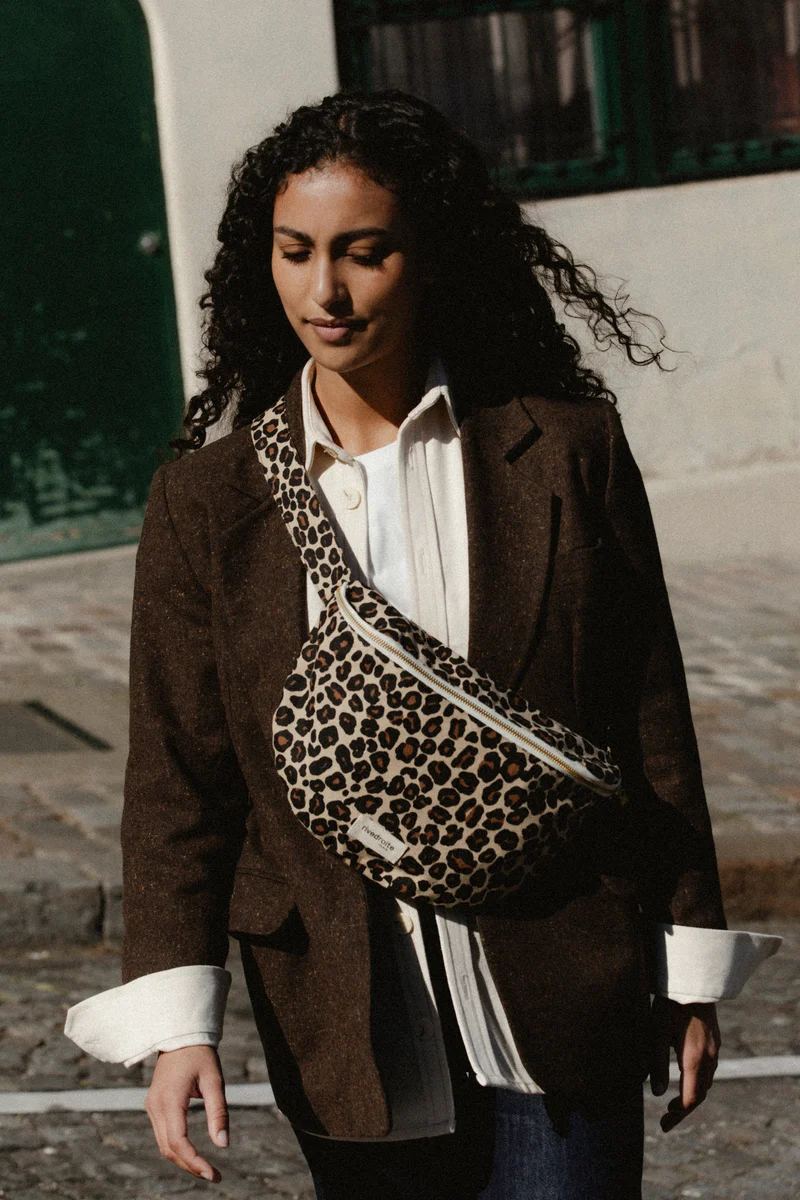 Custine XL le sac banane - Coton recyclé Léopard Beige