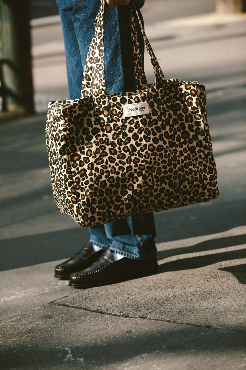 Célestins le sac 24 heures - Coton recyclé Léopard Beige