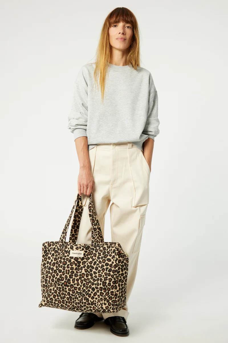 Célestins le sac 24 heures - Coton recyclé Léopard Beige