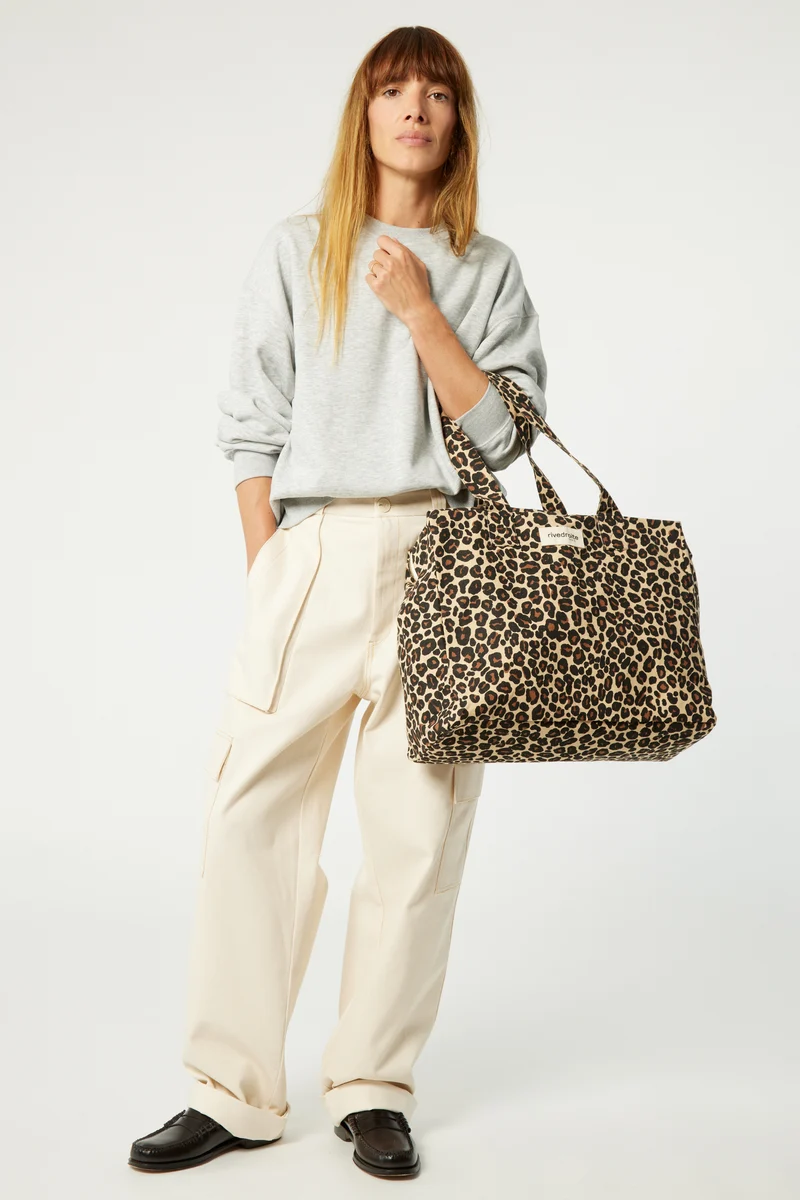 Célestins le sac 24 heures - Coton recyclé Léopard Beige