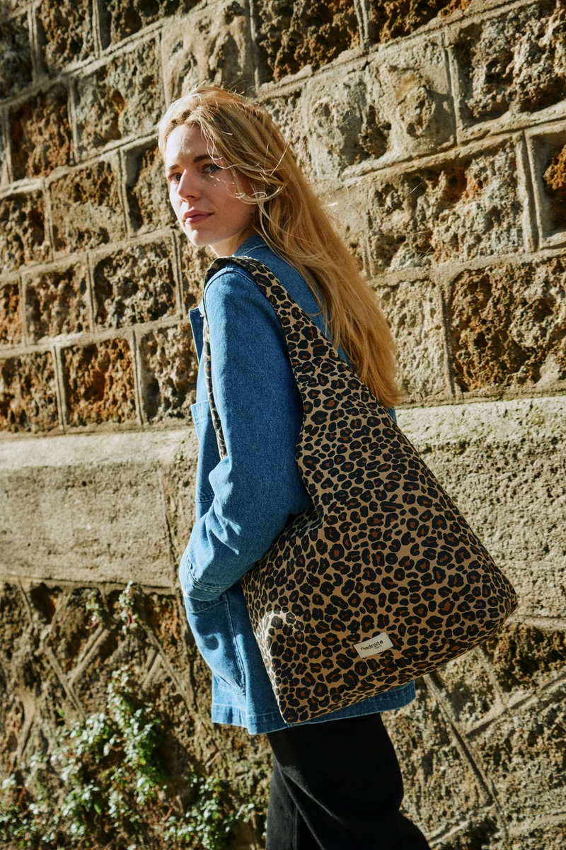 Richelieu le sac hobo - Polycoton Recyclé Léopard Beige