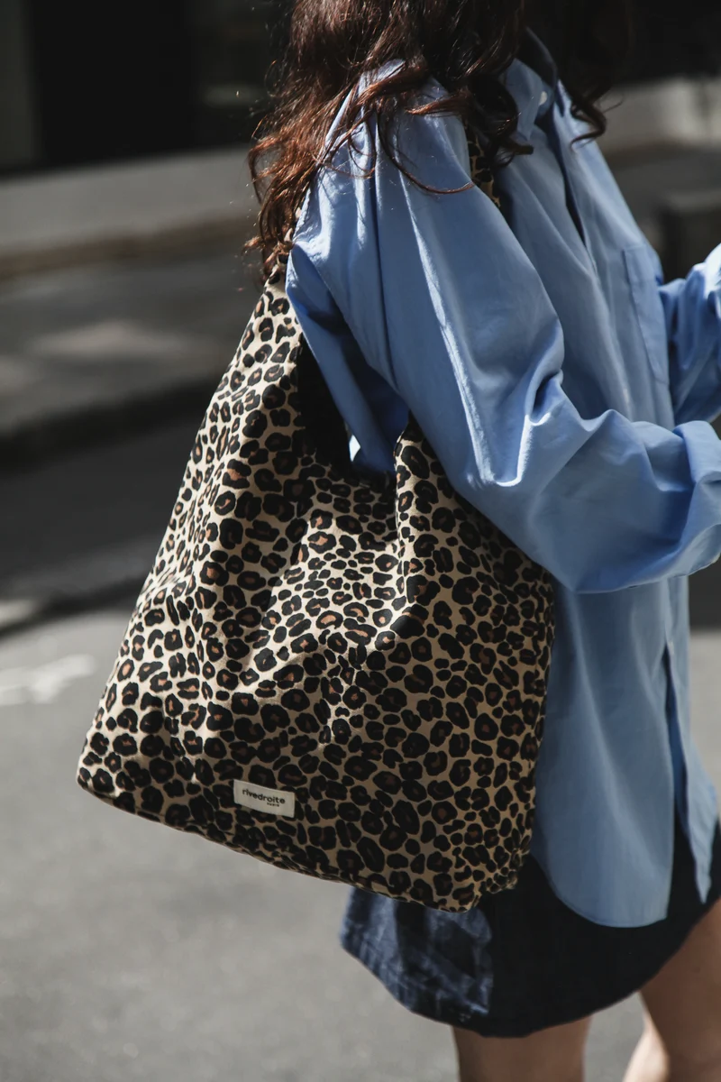Richelieu le sac hobo - Polycoton Recyclé Léopard Beige