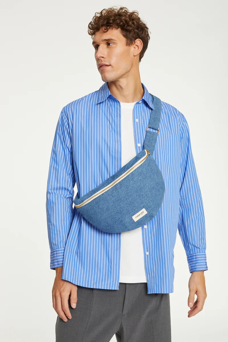 Custine XL le sac banane - Denim Clair recyclé