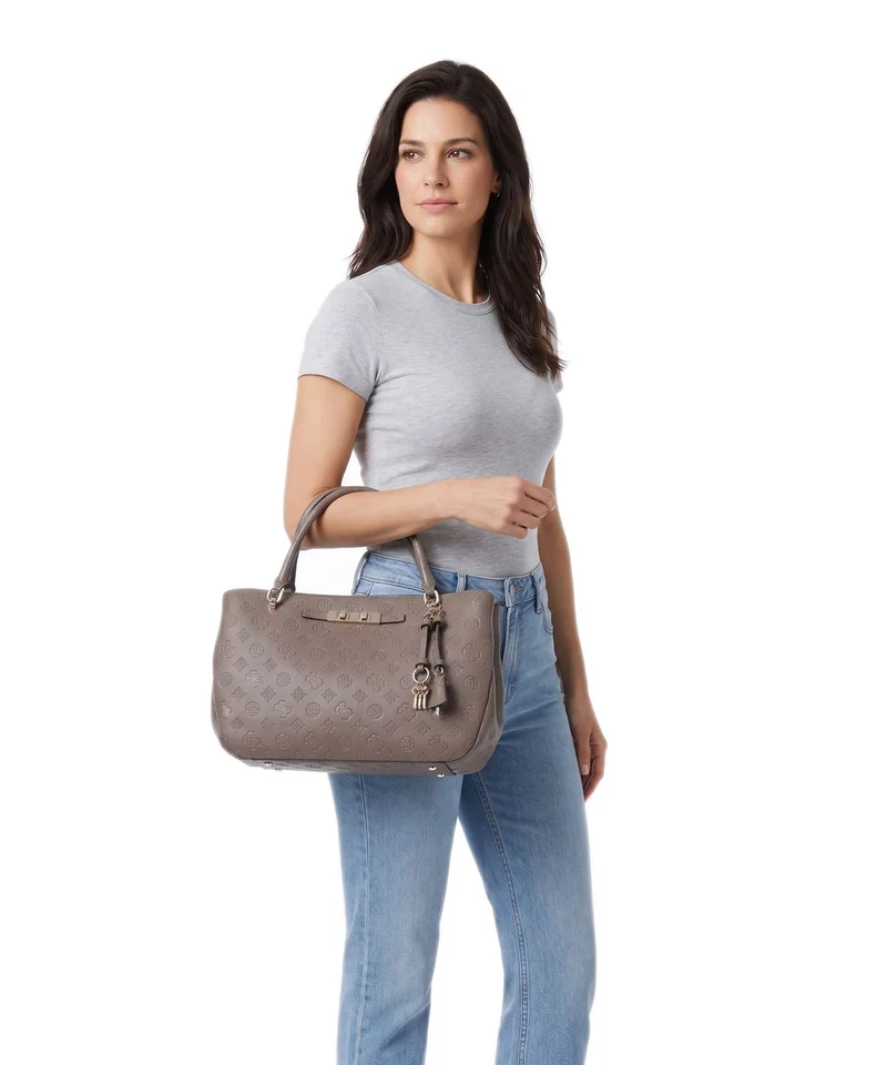 Guess Carmella Girlfriend Sac à main taupe logo