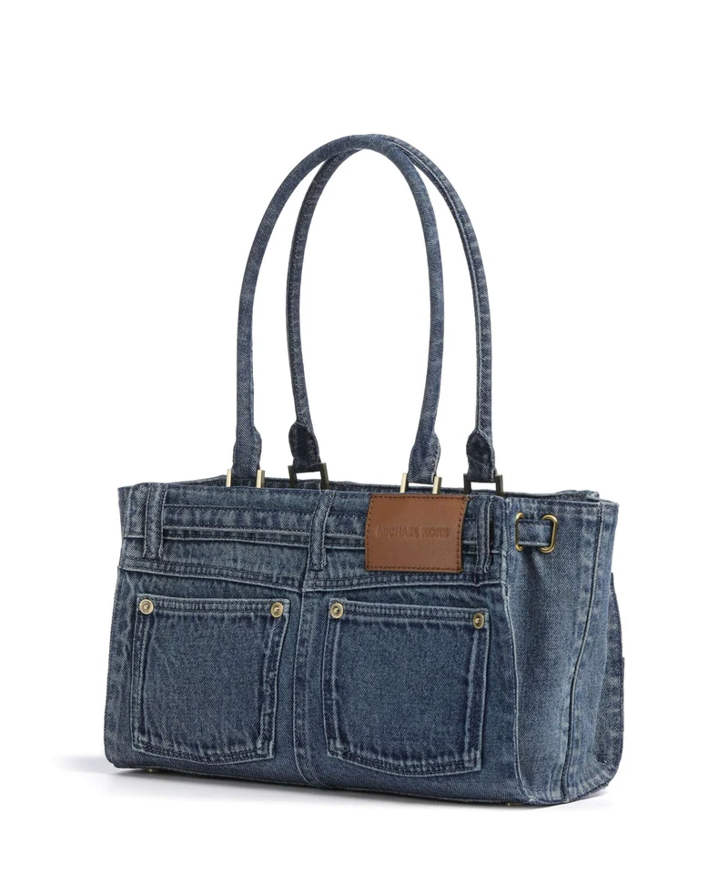 Michael Kors Hamilton Moderne Small Sac porté épaule light wash blue