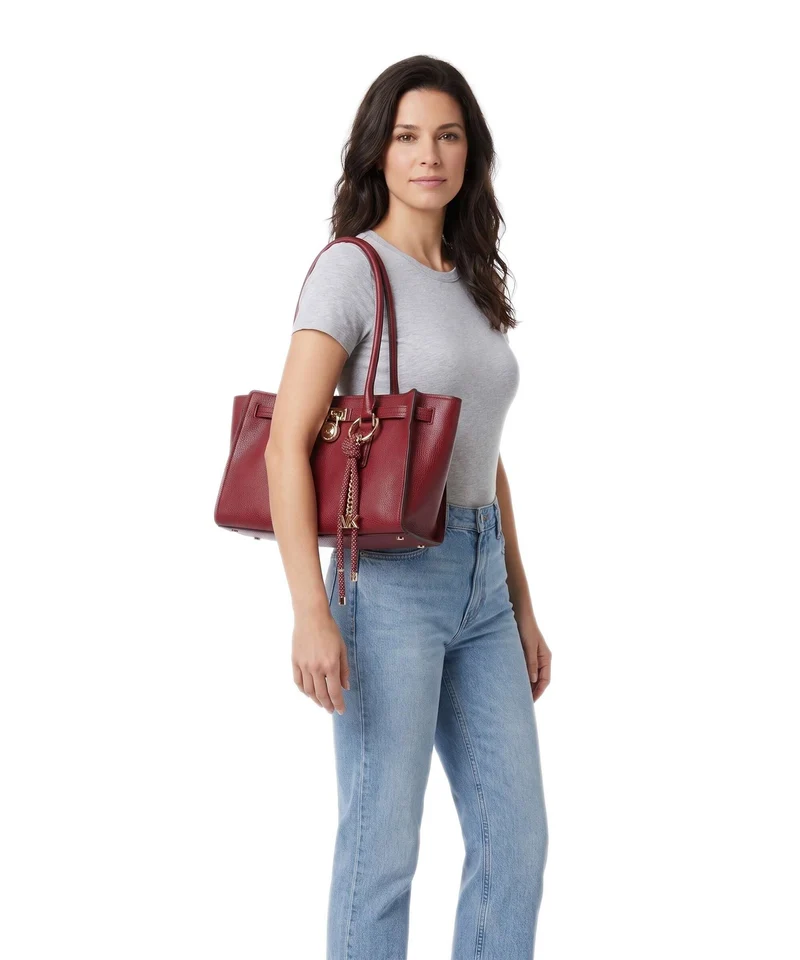 Michael Kors Hamilton Moderne Small Sac porté épaule deep red