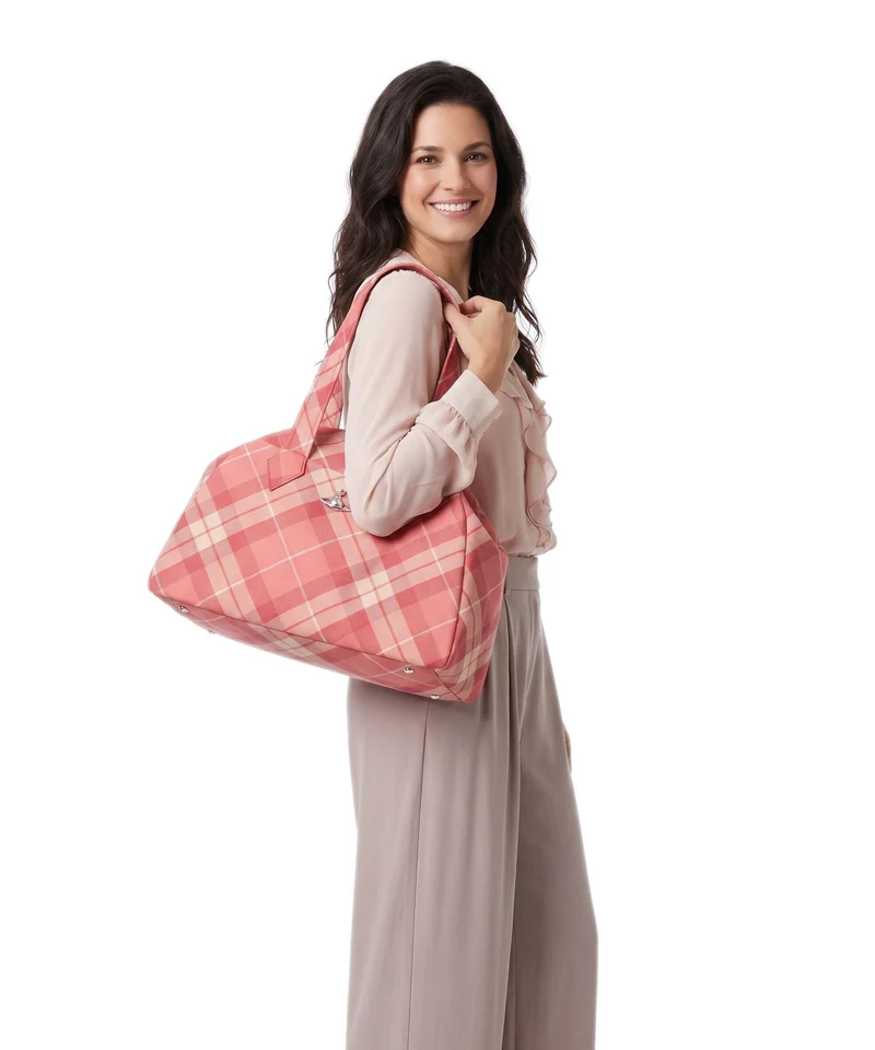 Vivienne Westwood Archive Wool Tartan Large Cabas fraser pink