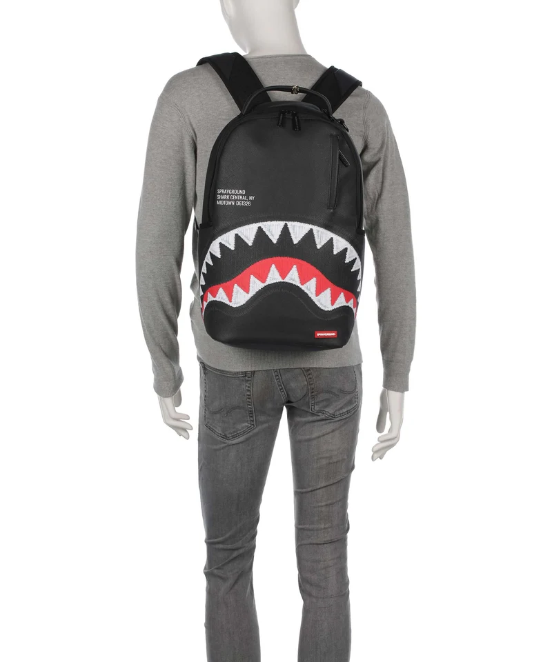 Sprayground Shark Central Black Embroidered Shark Sac à dos black
