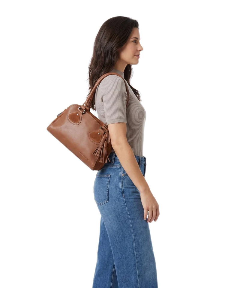 Spikes & Sparrow Suede Mix Sienna Sac porté épaule mocca