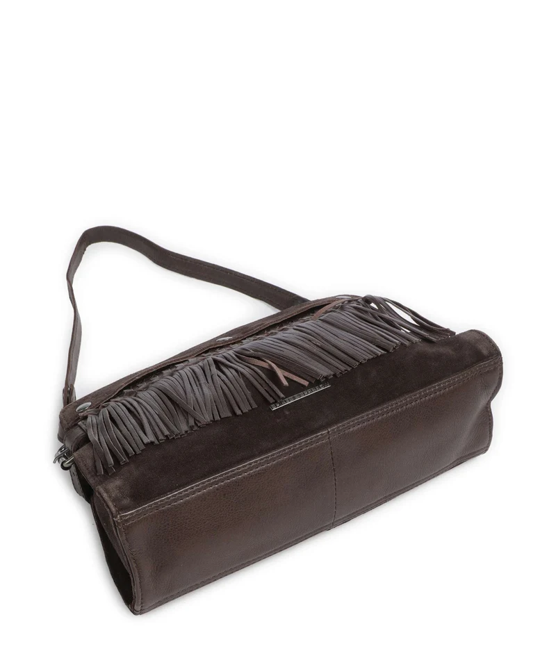 Spikes & Sparrow Suede Mix Madelon Sac porté épaule dark brown