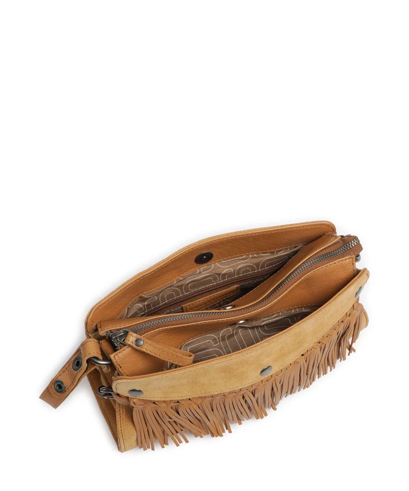 Spikes & Sparrow Suede Mix Madelon Sac porté épaule tan