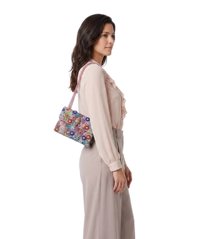 Kurt Geiger Kensington Mini Flower Sac porté épaule blue