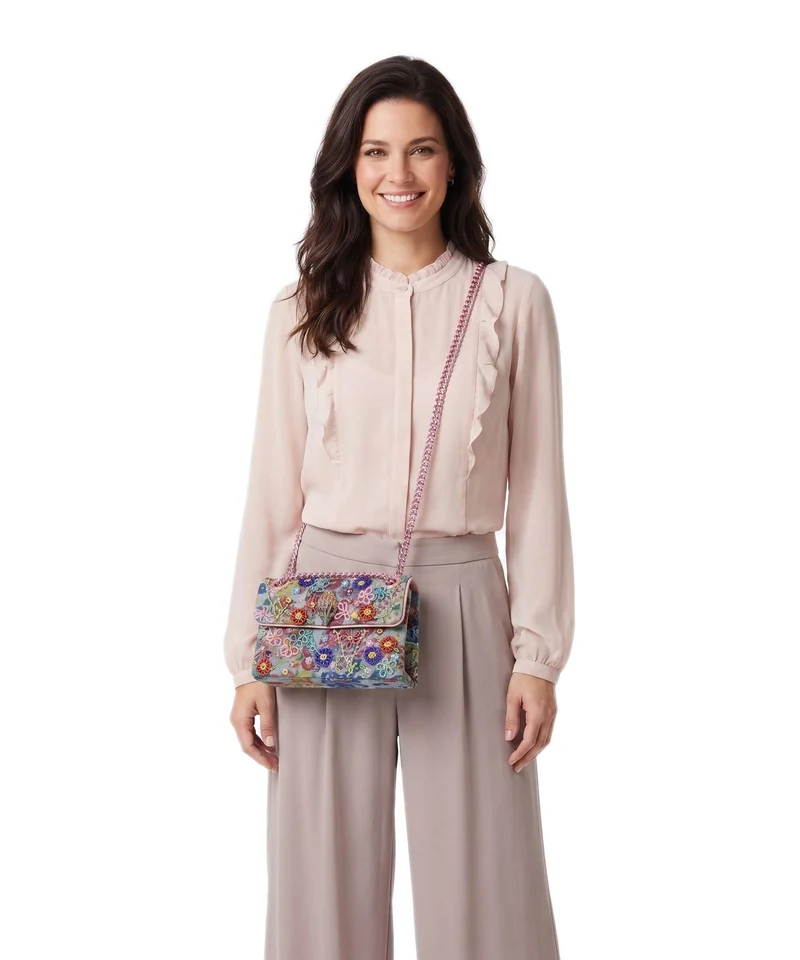 Kurt Geiger Kensington Mini Flower Sac porté épaule blue