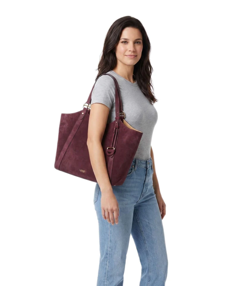 Lauren Ralph Lauren Tasha Large Cabas dark garnet