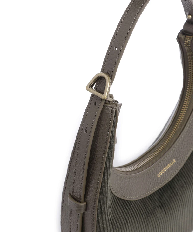 Coccinelle Whisper Corduroy Sac porté épaule fango