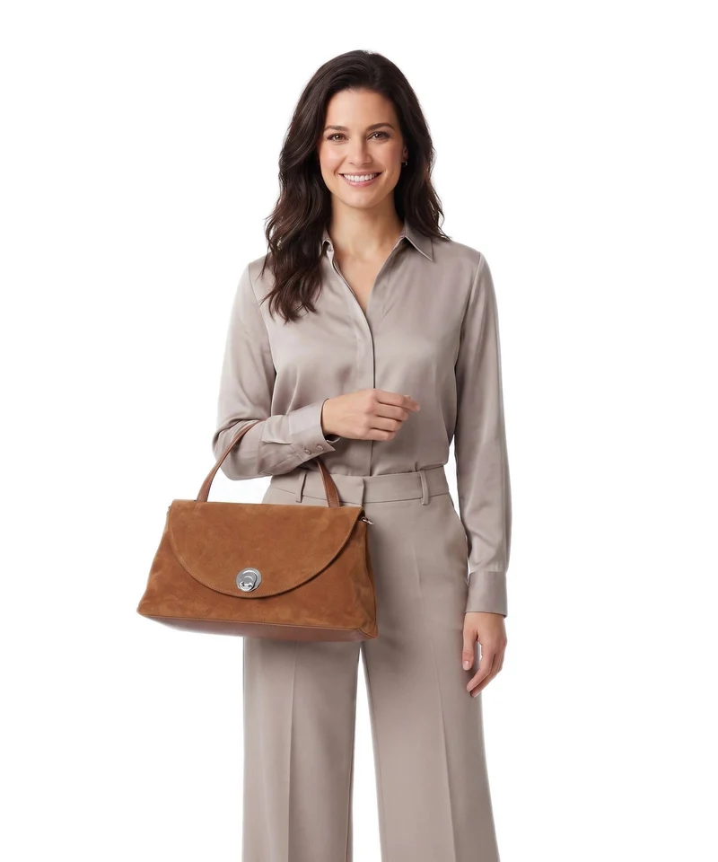 Coccinelle Nikla Suede Sac à main cognac