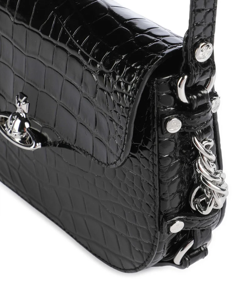 Vivienne Westwood Hunter Embossed Croc Sac bandoulière black