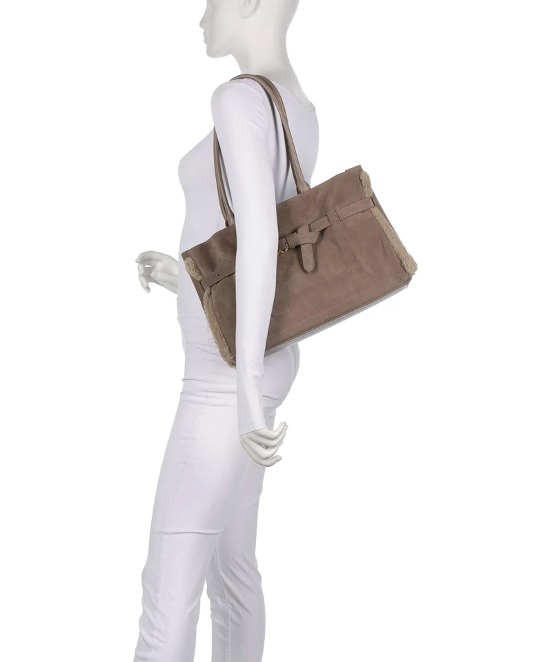 Coccinelle Sabine Soft Suede Cabas warm taupe