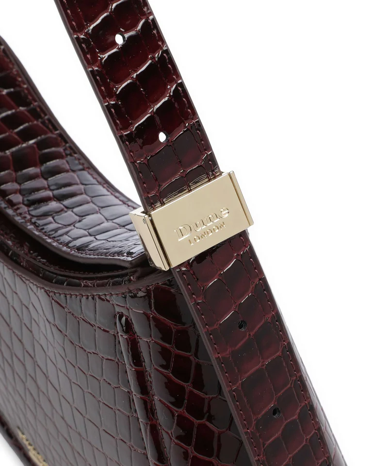 Dune London Dependent Sac porté épaule burgundy croc