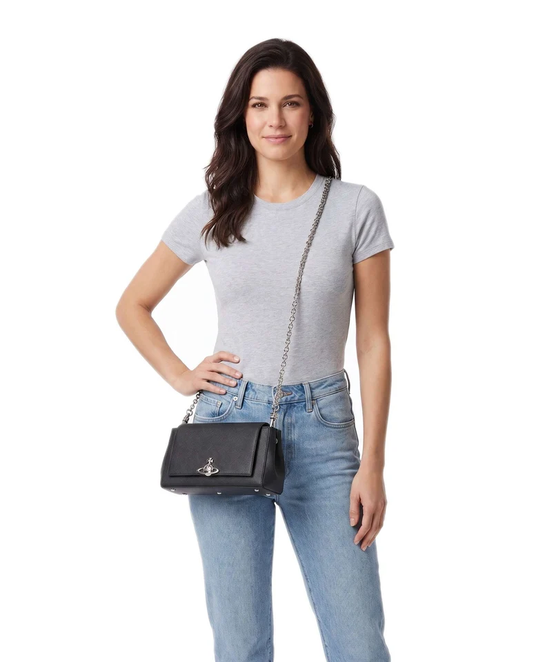 Vivienne Westwood Hazel Saffiano Plain Medium Sac porté épaule black