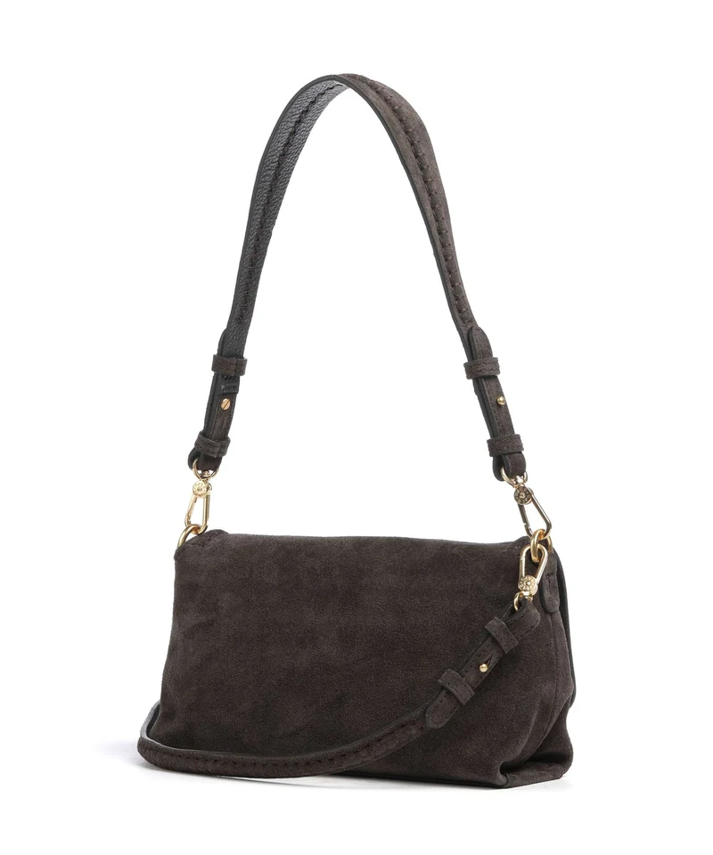 Abro Suede Signature Sac porté épaule dark brown