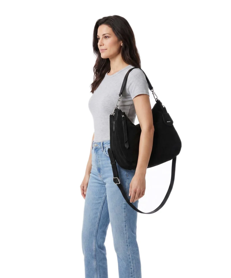 Abro Suede Juna Small Sac fourre-tout black/nickel