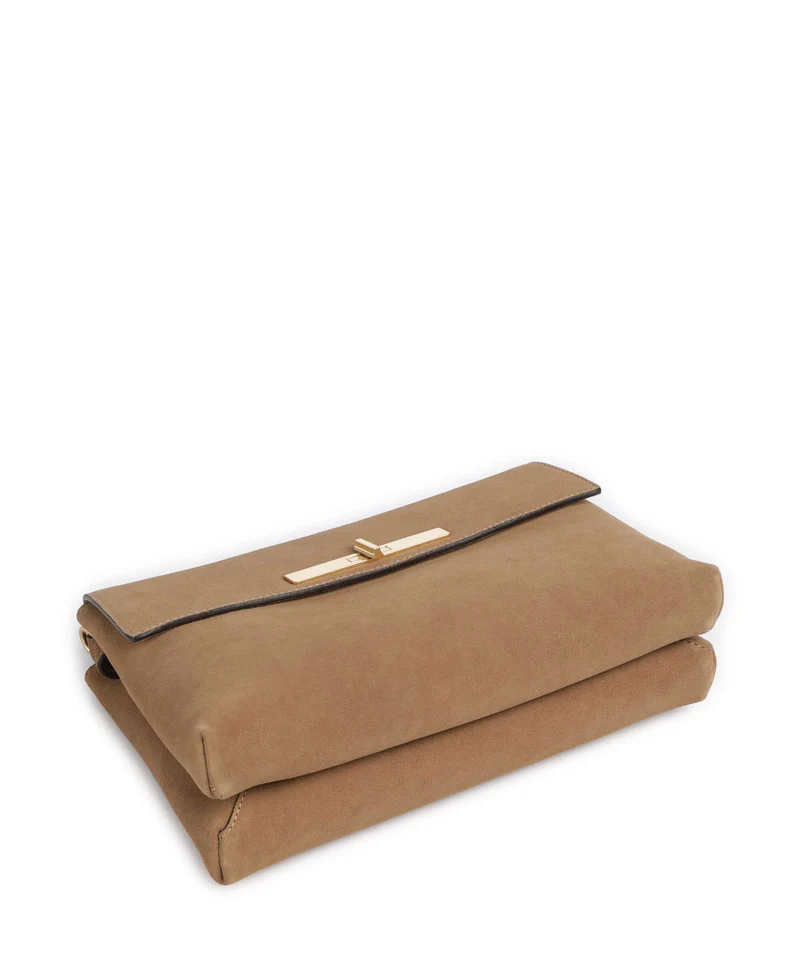 Abro Suede Twist Sac porté épaule cappuccino