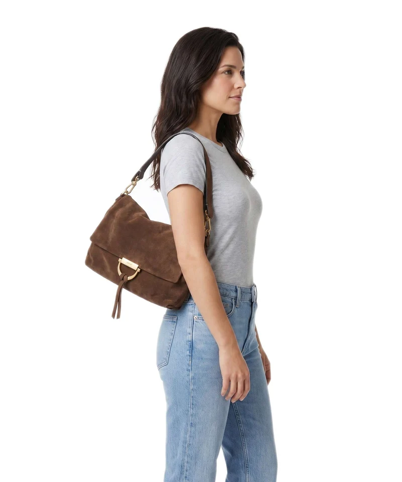 Abro Suede Temi Medium Sac porté épaule wood
