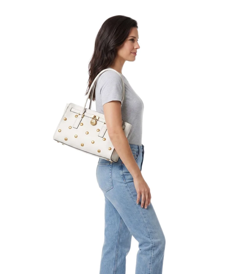 Michael Kors Hamilton Moderne Small Sac porté épaule eggshell