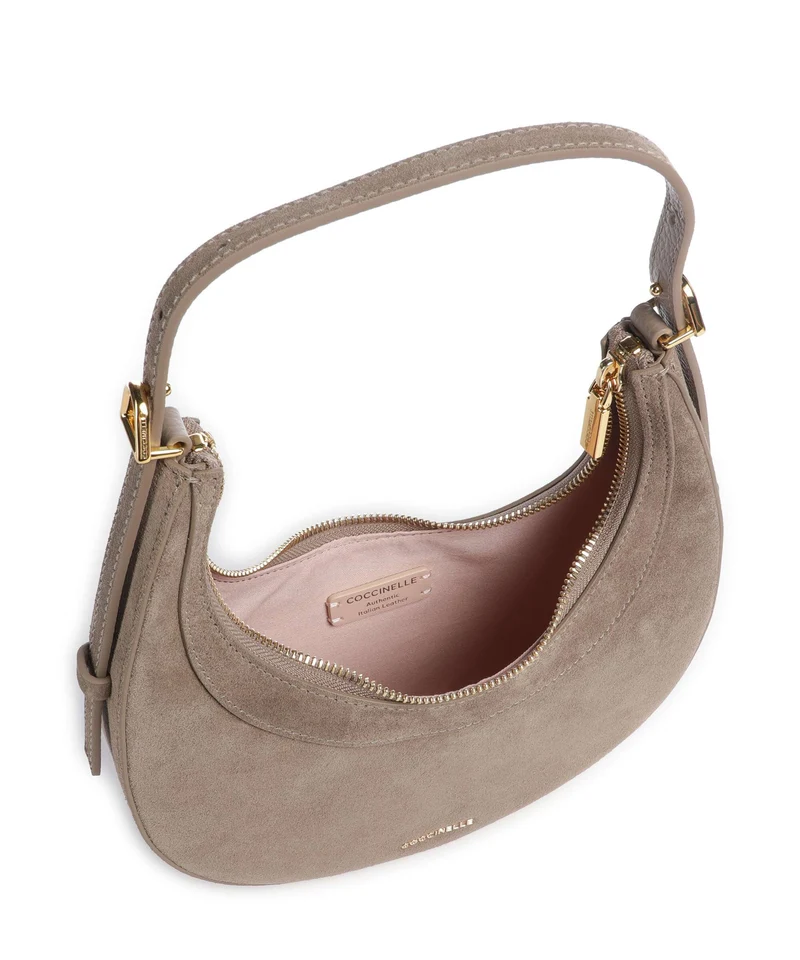 Coccinelle Whisper Suede Sac porté épaule warm taupe