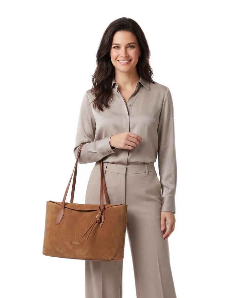 Coccinelle Thess Suede Cabas cognac