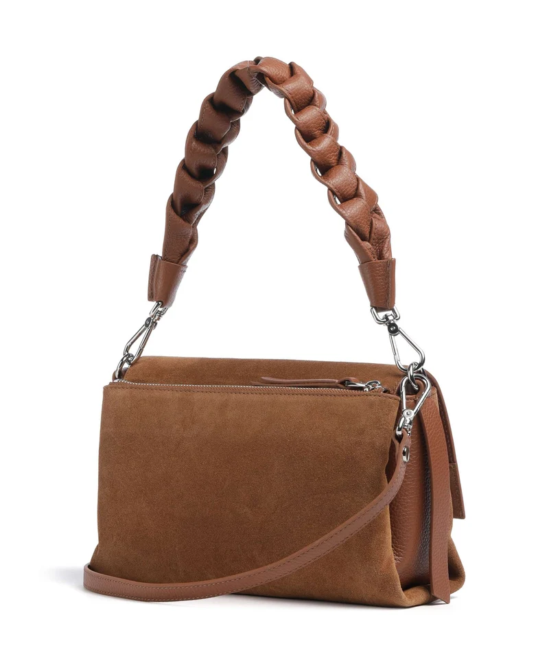 Coccinelle Boheme Suede Sac porté épaule cognac
