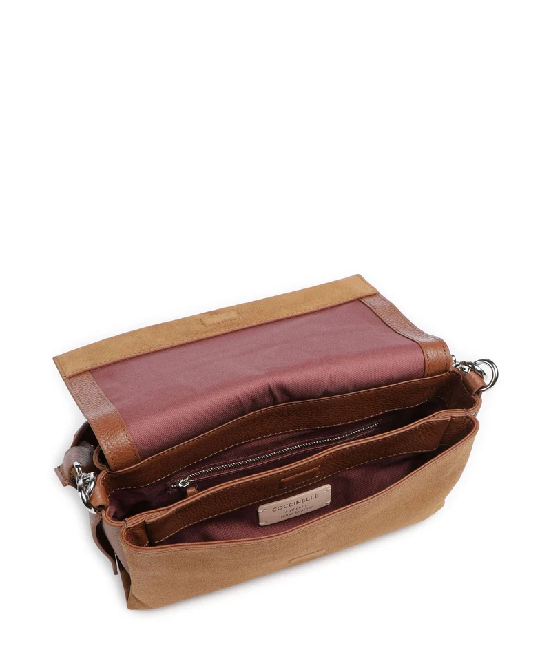 Coccinelle Boheme Suede Sac porté épaule cognac