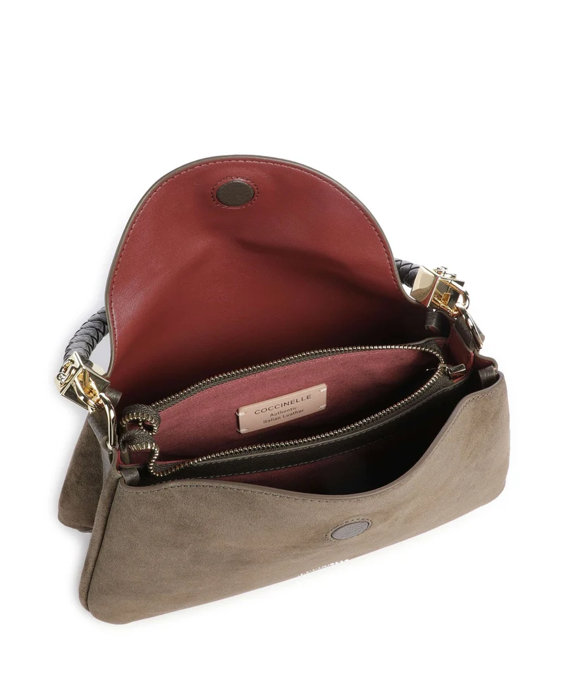 Coccinelle Tiggy Suede Sac porté épaule fango