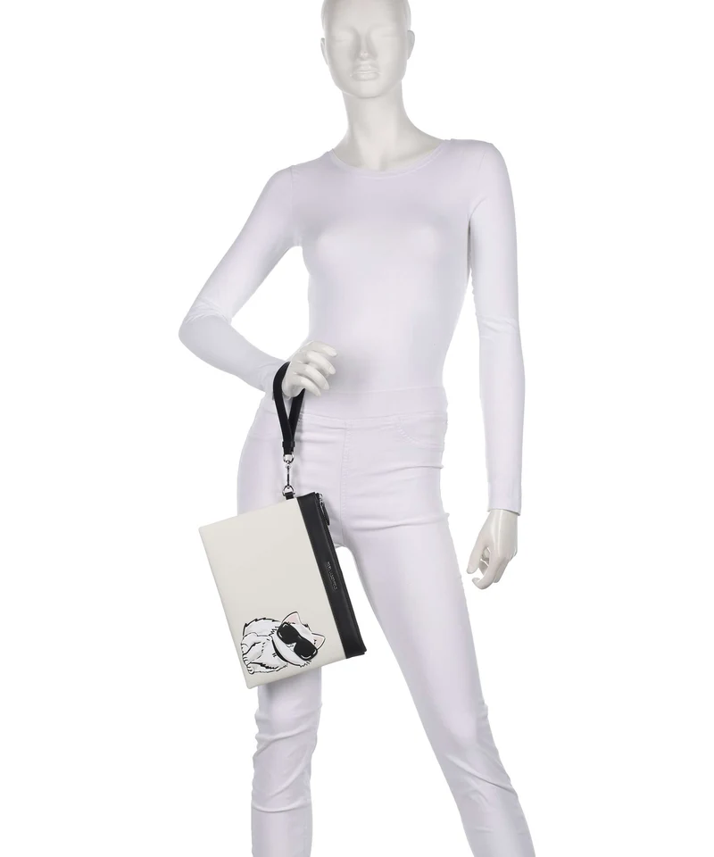 Karl Lagerfeld Ikon Choupette Sac de poignet off white
