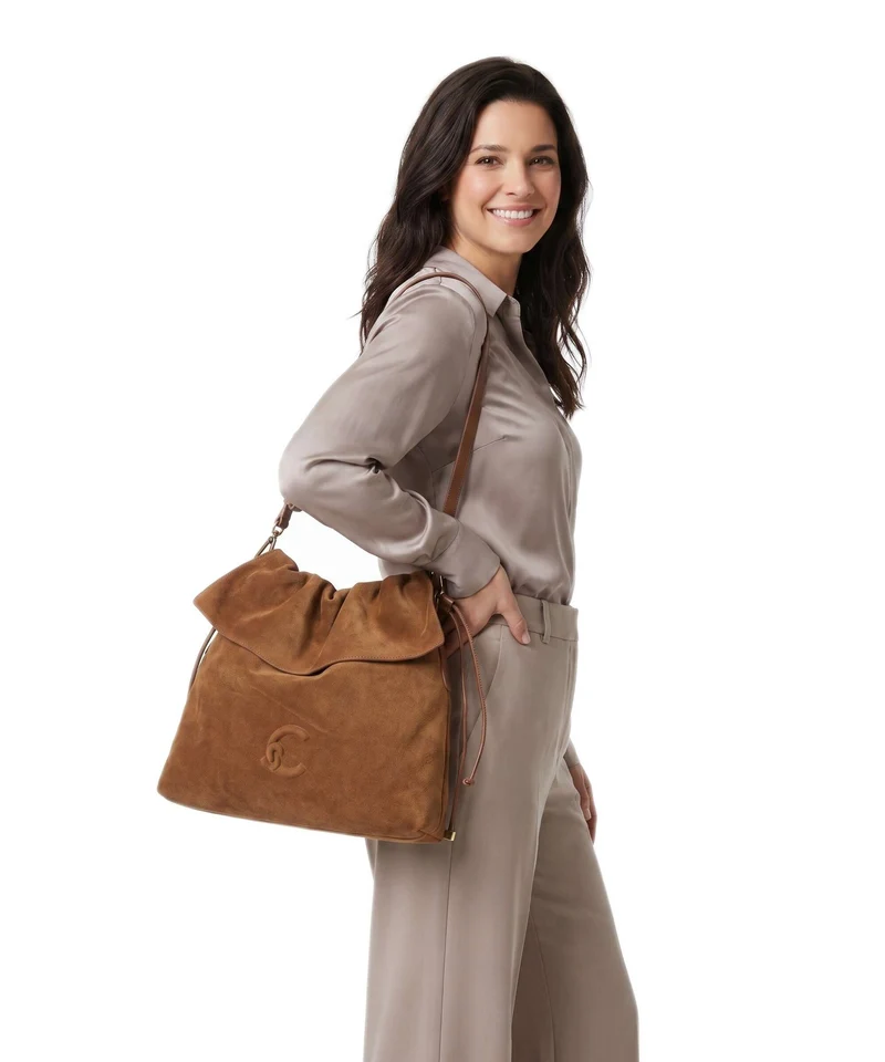 Coccinelle Lidia Suede Sac fourre-tout cognac