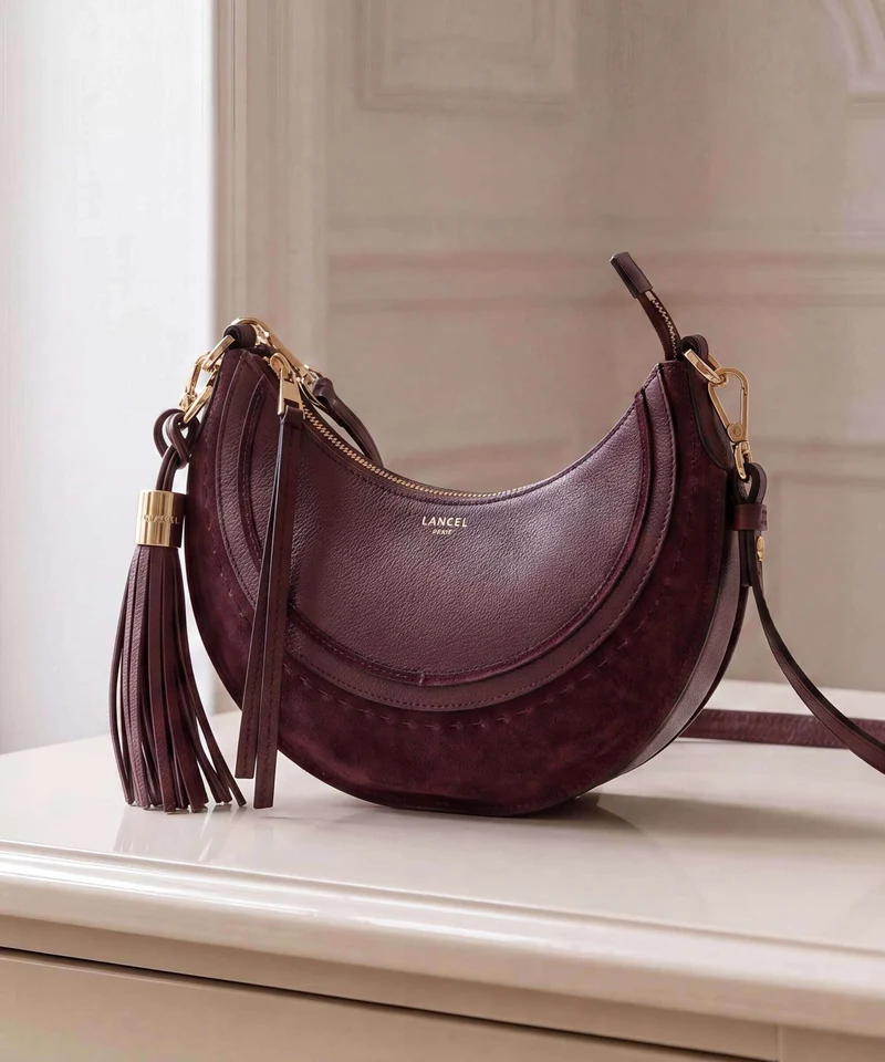 Lancel Hobohème S Sac porté épaule cassis