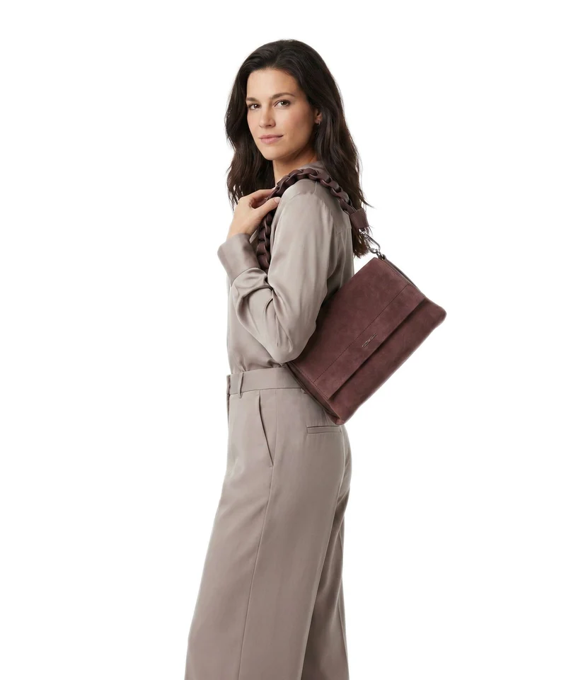 Coccinelle Boheme Suede Sac porté épaule berry