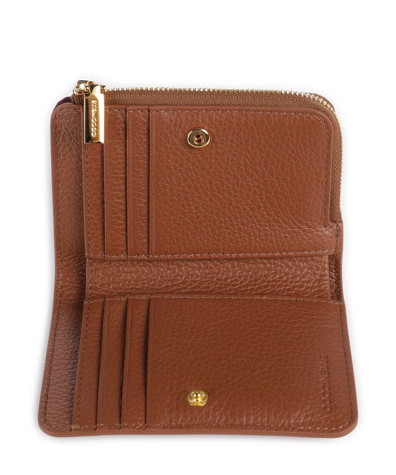 Coccinelle text Portefeuille cognac