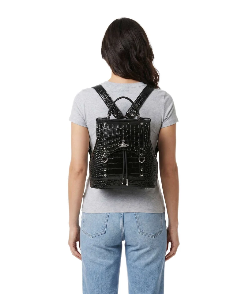 Vivienne Westwood Max Embossed Croc Small Sac à dos black