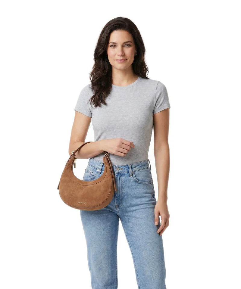 Coccinelle Whisper Suede Sac porté épaule cognac