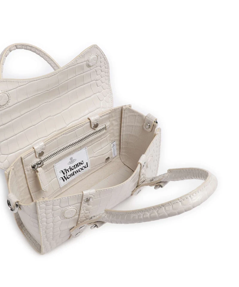 Vivienne Westwood Bettina Embossed Croc Mini Sac à main pearl white