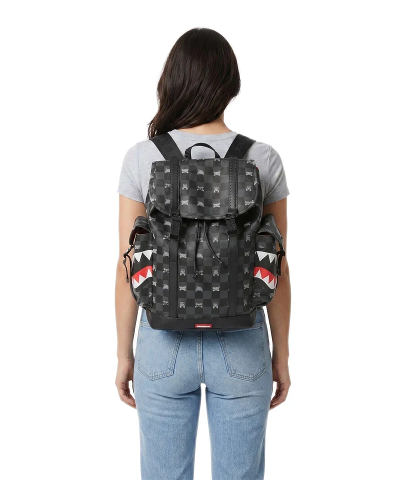 Sprayground Gray Peeking Character Check Monte Carlo Sac à dos black/gray