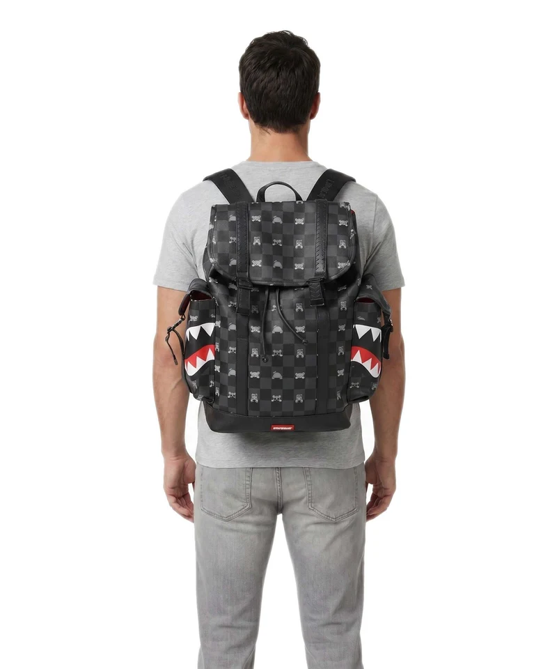 Sprayground Gray Peeking Character Check Monte Carlo Sac à dos black/gray
