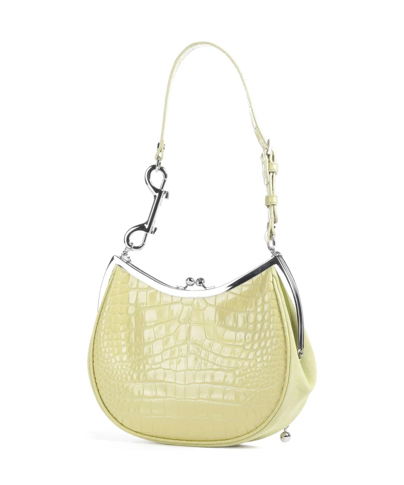 Vivienne Westwood Charm Frame Embossed Croc Sac porté épaule lime green