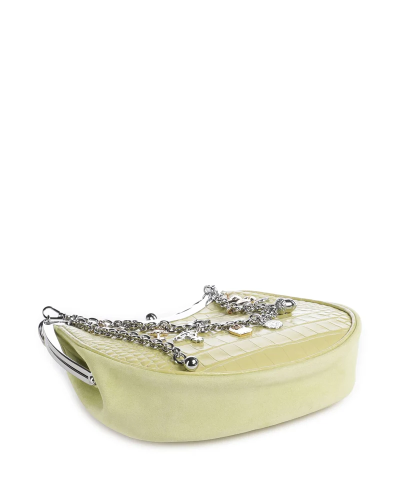 Vivienne Westwood Charm Frame Embossed Croc Sac porté épaule lime green