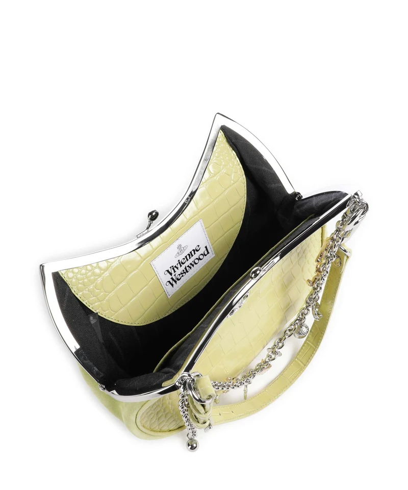 Vivienne Westwood Charm Frame Embossed Croc Sac porté épaule lime green