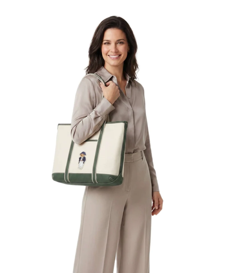Polo Ralph Lauren Canvas Small Cabas ecru/juniper